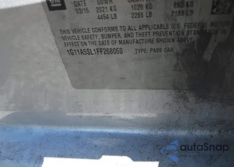 2015 Chevrolet Malibu 1Fl из США, поврежденный, VIN 1G11A5SL1FF268060